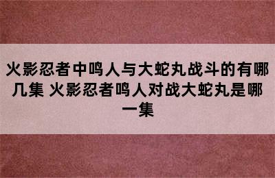 火影忍者中鸣人与大蛇丸战斗的有哪几集 火影忍者鸣人对战大蛇丸是哪一集